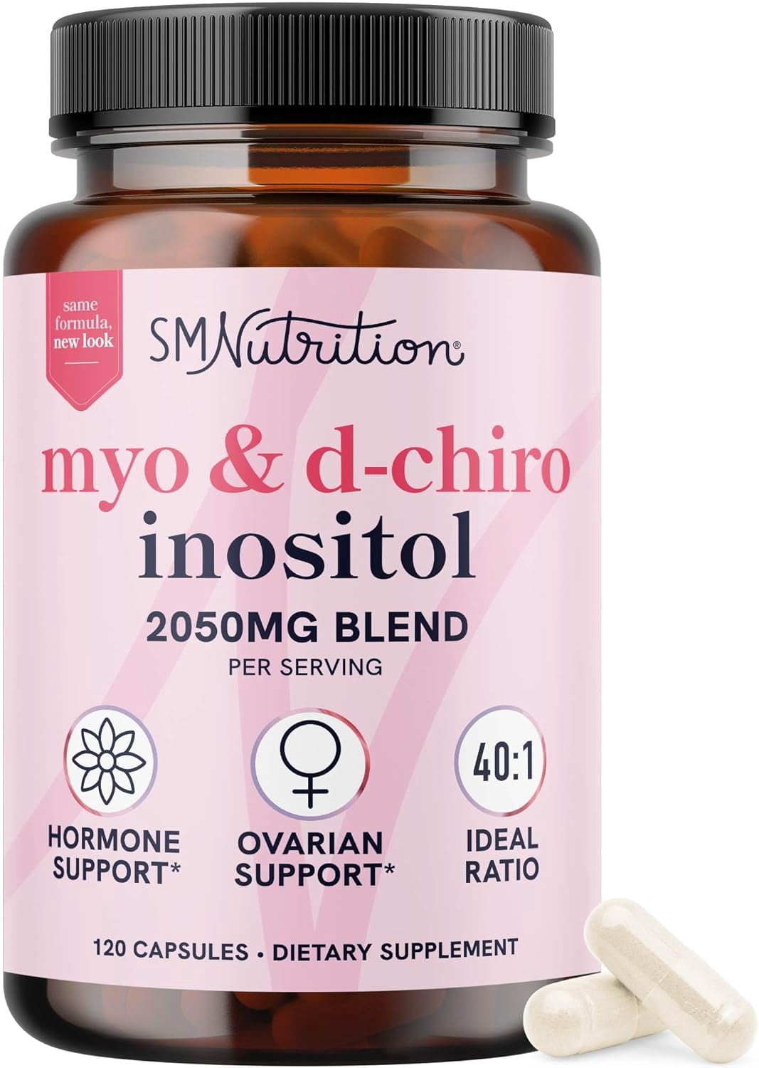Myo-Inositol & D-Chiro Inositol for Hormone Balance for Women | Microbeadlets to Regulate Menstrual Cycle & Support Ovarian Health | 40:1 Ratio Myo & D Chiro | Non-GMO | 120 Ct (1 Month Supply)