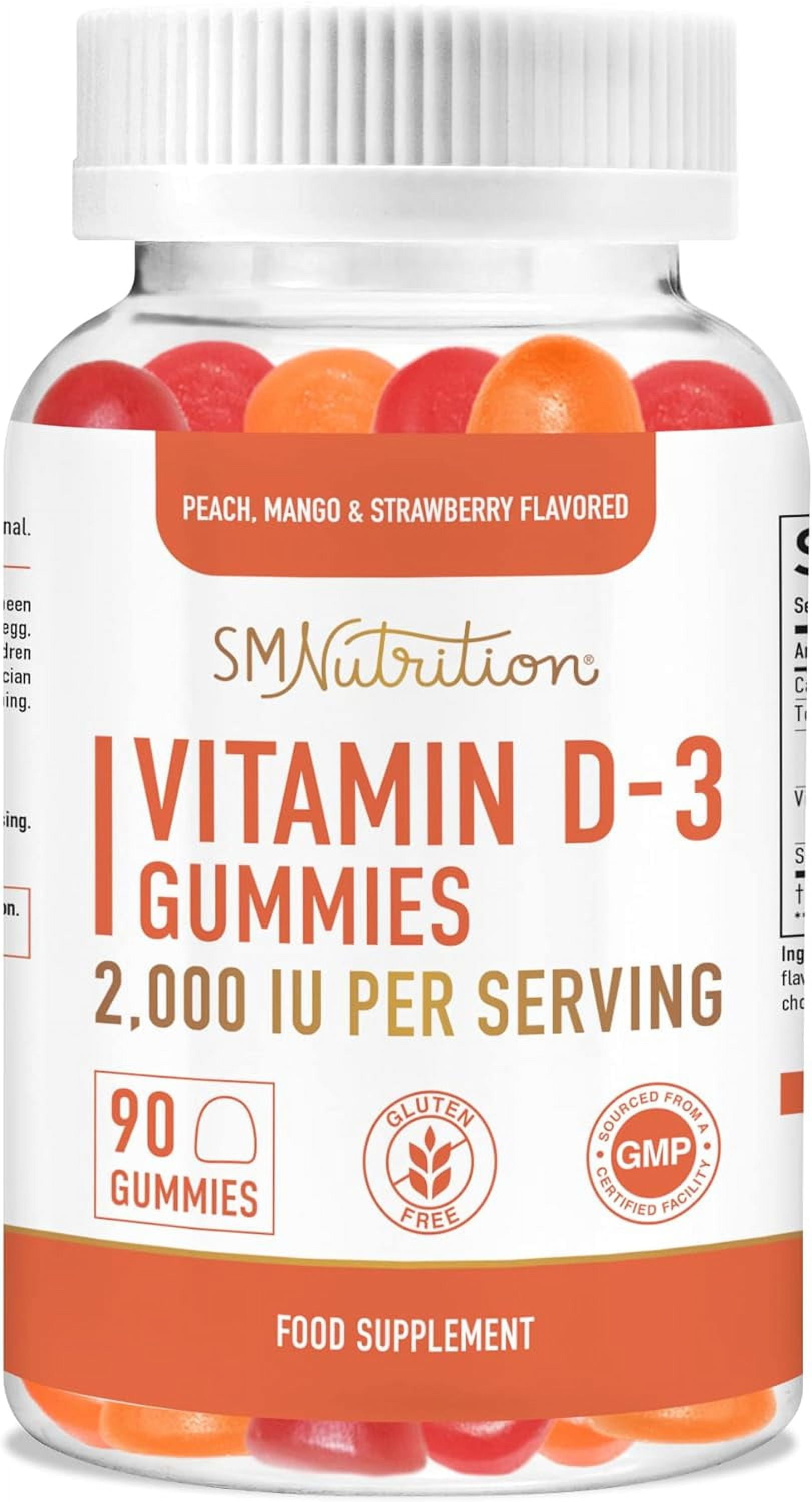 SM Nutrition Vitamin D3 2000 IU Gummies Bone, Mood, and Immunity