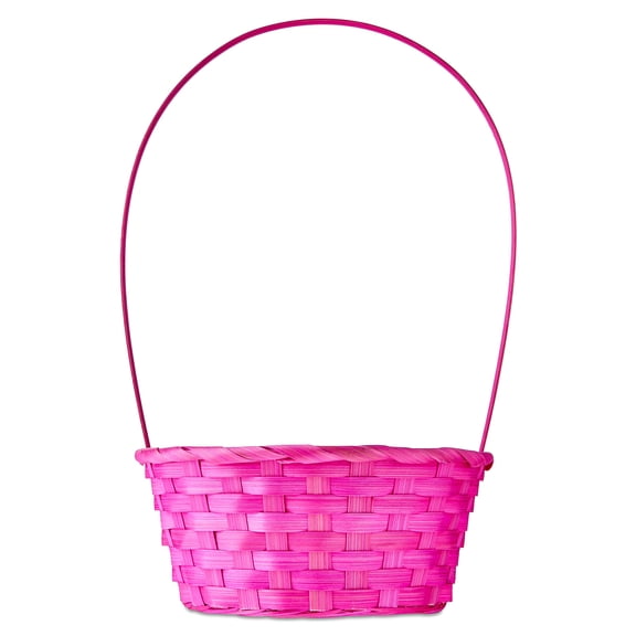 Round Bamboo Basket, Pink, 8" x 14", Easter by Way To Celebrate