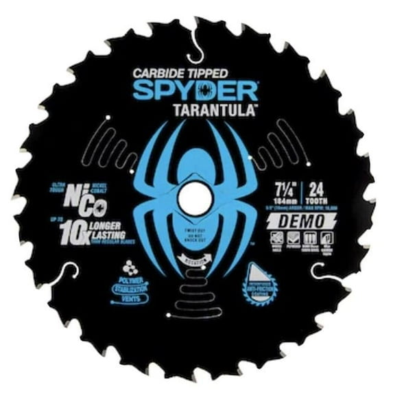 SM Products 13006 7.25 in. 24-Tooth Demolition Tarantula Firming Saw Blade, Black