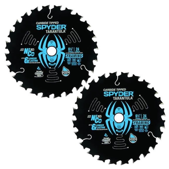 SM Products 135695 6.5 in. 24 Teeth Spyder Tarantula Framing Circular Saw Blade Shrink Pack - 2 Piece