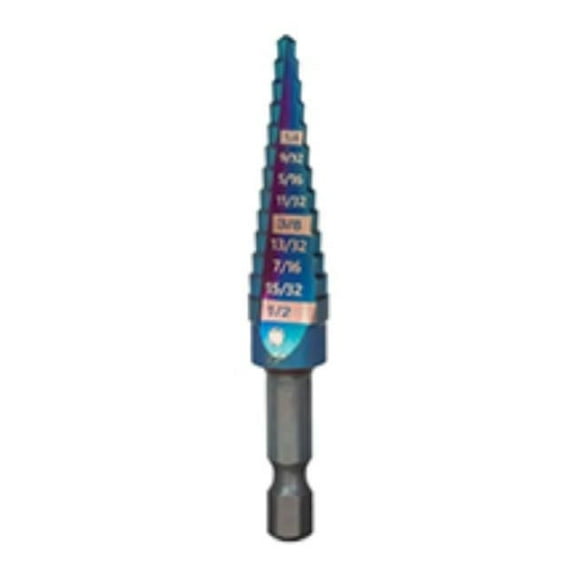 SM Products 19019 0.12-0.5 in. 13 Step Bit Mach-Blue Hex Shank Drill