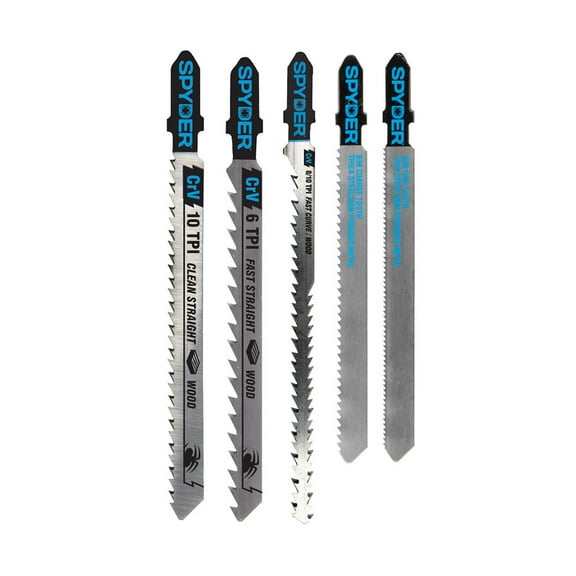 Spyder 5-Piece T-Shank Metal And Wood Cutting Jig Saw Blade Set 300062