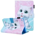 thumbnail image 1 of SM-T220/SM-T225 Case and Cover with Pen Slot, Galaxy Tab A7 Lite 8.7" Case 2021, Allytech Cute PU Leather Multi-Angle Viewing Stand Full Body Protective Wallet Card Pocket Case, White Kitten, 1 of 6