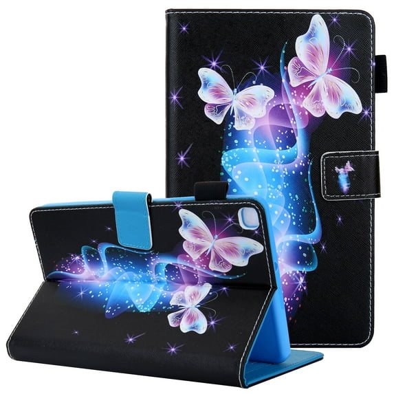 SM-T220/SM-T225 Case and Cover with Pen Slot, Galaxy Tab A7 Lite 8.7" Case 2021, Allytech Cute PU Leather Multi-Angle Viewing Stand Full Body Protective Wallet Card Pocket Case, Pink Butterfly