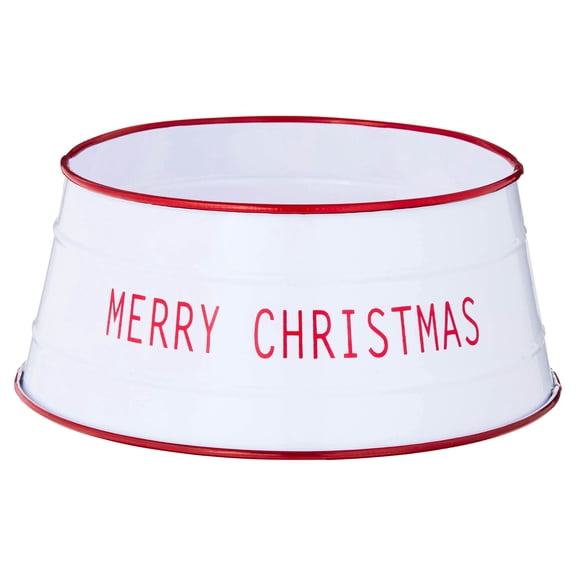 Metal Mini Christmas Tree Collar, Red and White, 9", by Holiday Time