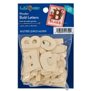 Hello Hobby Small Wood Letters, Alpha Font, Set of 60, 1 1/4