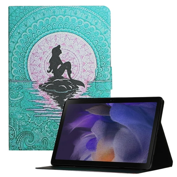 SM-X200/SM-X205 Cover for Galaxy Tab A8 10.5" 2021, Allytech Slim PU Leather Shell Folio Stand Credit Card Holder Magnetic Snap Case with Auto Sleep Wake for Samsung Tab A8 X200/X205 2021, Mermaid