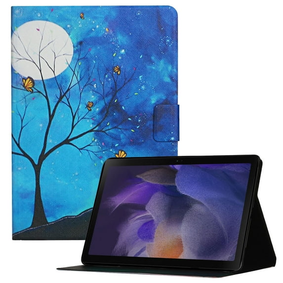 SM-X200/SM-X205 Cover for Galaxy Tab A8 10.5" 2021, Allytech Slim PU Leather Shell Folio Stand Credit Card Holder Magnetic Snap Case with Auto Sleep Wake for Samsung Tab A8 X200/X205 2021, Night Cat