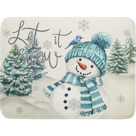 SM-XLHN 18"x24" Winter Blue Snowflakes Dish Drying Mat Christmas Snow Falling Nature Ice Dish Drainer Mats for Kitchen Microfiber Reversible Dish Drying Rack Pad for Countertop Tabletop Decor