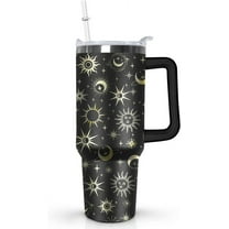 SM-XLHN 40oz Goth Moon Tumbler with Handle Lid and Straw, Sun and Moon Cup Gothic Witch Coffee Travel Mug Cup,Astrology Witchy Gifts for Women, Goth Halloween Decor Witch Stuff for Women