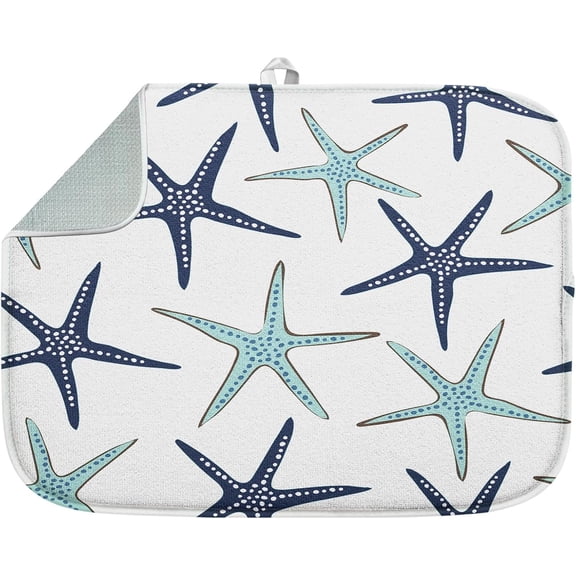 SM-XLHN Absorbent Dish Drying Mat, Summer Vintage Spring Leaf Flower Microfiber Pad for Kitchen Counter, Coffee Bar Decor, Heat Resistant and Reversible, 16" x 18"