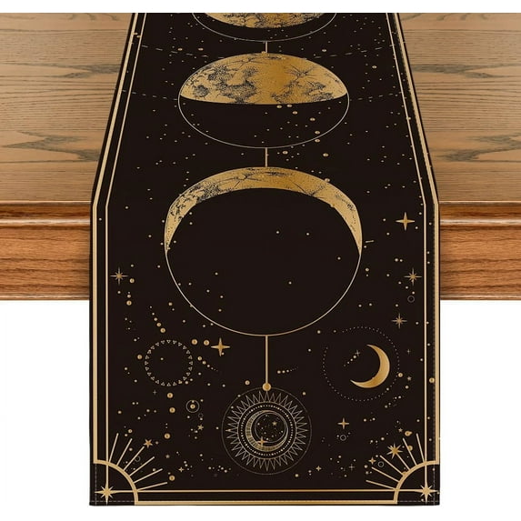 SM-XLHN Astrology Moon Magic Art Table Runner, Seasonal Mystical Gothic Kitchen Dining Table Decoration for Home Party Decor 13x72 Inch