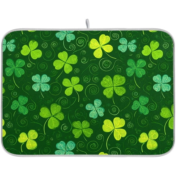 SM-XLHN Autumn Pumpkin Maple Leaf Dish Drying Mats Thanksgiving Fall Holiday Drying Mat with Hanging Loop Absorbent Dishes Drainer Pad Kitchen Counter Mat 18X24 In