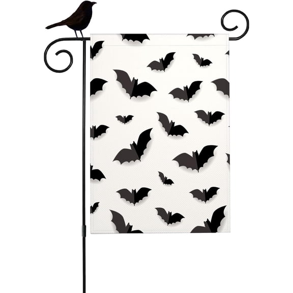 SM-XLHN Black Bats Garden Flag Halloween Yard Flags Vertical Double Sided 12.5x18 Inch Small Flag Burlap Banners Home Decorative Outdoor Villa Patio Lawn