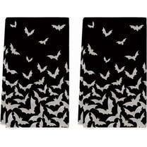 SM-XLHN Black Bats Halloween Kitchen Towels Dish Towels, 18x26 Inch Farmhouse Spooky Decoration Hand Towels Set of 2