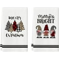 thumbnail image 1 of SM-XLHN Black Stripe Christmas Trees Merry Bright Gnomes Kitchen and Dish Towels, 18 x 26 Inch Winter Xmas Holiday Ultra Absorbent Drying Cloth Tea Towels Set of 2, 1 of 6