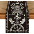 thumbnail image 1 of SM-XLHN Black Viking Tree of Life Raven Helmet of Awe Table Runner, Seasonal Kitchen Dining Table Decoration for Home Party Decor 13x72 Inch, 1 of 6