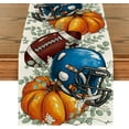 thumbnail image 1 of SM-XLHN Blue Helmet Pumpkin Football Eucalyptus Fall Table Runner, Autumn Thanksgiving Kitchen Dining Table Decoration for Home Decor 13x108 Inch, 1 of 6