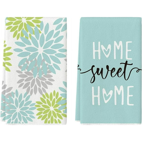 SM-XLHN Blue Home Sweet Home Boho Kitchen Towels Dish Towels, 18x26 Inch Spring Decoration Hand Towels Set of 2