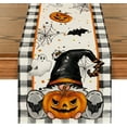 thumbnail image 1 of SM-XLHN Buffalo Plaid Gnome Bat Pumpkin Ghost Halloween Table Runner, Sensonal Kitchen Dining Table Decor for Home Party 13 x 72 Inch, 1 of 6