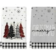 thumbnail image 1 of SM-XLHN Buffalo Plaid Merry Christmas Kitchen Towels Dish Towels, 18x26 Inch Winter Xmas Trees Star Decoration Hand Towels Set of 2, 1 of 6