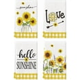 thumbnail image 1 of SM-XLHN Buffalo Plaid Yellow Hello Sunshine Sunflowers Love Summer Kitchen Towels Dish Towels, 18x26 Inch Farmhouse Decoration Hand Towels Set of 4, 1 of 6