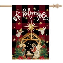 SM-XLHN Christmas Holy Night Garden Flag 12x18 Inch Double Sided Small Burlap Holiday Nativity Yard for Outside