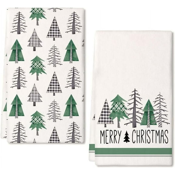 SM-XLHN Christmas Kitchen Towels Set of 2,Black Xmas Tree Dish Towels 18x26 Inch,Hoilday Farmhouse Home Decoration AD101
