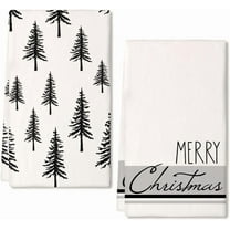 SM-XLHN Christmas Kitchen Towels Set of 2,Black Xmas Tree Dish Towels 18x26 Inch,Hoilday Farmhouse Home Decoration AD101