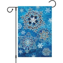 SM-XLHN Christmas Snowflake Garden Flag Welcome Winter Xmas 12x18 Inch Double Sided Holiday Seasonal Plaid Small Burlap Yard Sign Outside Home Outdoor House Decoration