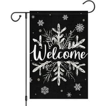 SM-XLHN Christmas Winter Welcome Garden Flag 12x18 Inch Double Sided Burlap, Snowflake Yard Flags for Holiday Xmas Yard Outdoor Decoration(ONLY FLAG)