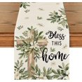 thumbnail image 1 of SM-XLHN Cross Olive Leaves Spring Table Runner,Seasonal Summer Easter Kitchen Dining Table Decoration for Home Party Decor 13x72 Inch, 1 of 6