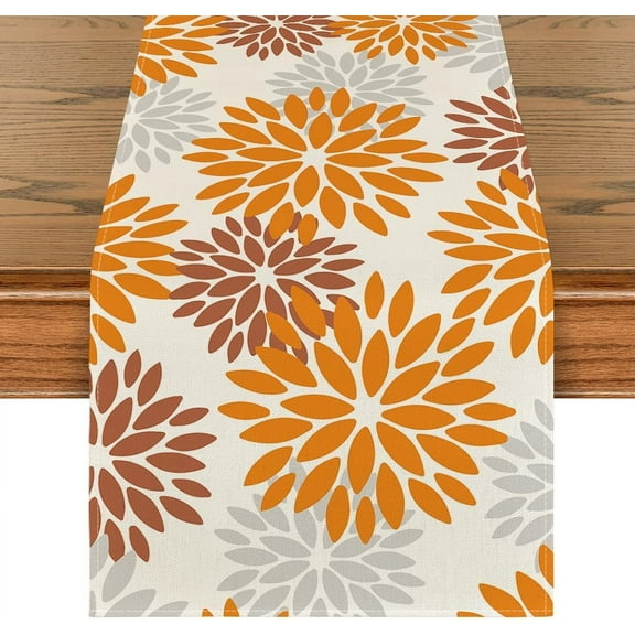 SM-XLHN Dahlia Aqua Floral Pinnata Flower Summer Table Runner, Seasonal Winter Holiday Kitchen Dining Table Decoration for Home Party Decor 13x72 Inch