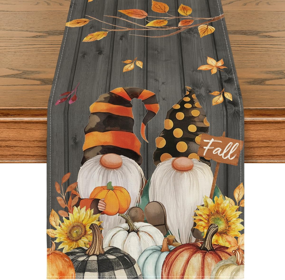 SM-XLHN Fall Gnomes Pumpkins Sunflower Maple Leaves Thanksgiving Table ...