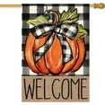 thumbnail image 1 of SM-XLHN Fall Pumpkin Welcome House Flag Double Sided, Autumn Thanksgiving Holiday Harvest Buffalo Plaid Yard Outdoor Decoration 28x40 Inch, 1 of 6