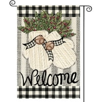 SM-XLHN Gloves Holly Welcome Winter House Flag 28x40 Inch Double Sided, Buffalo Plaid Rustic Seasonal Yard Outdoor Decorative Flag