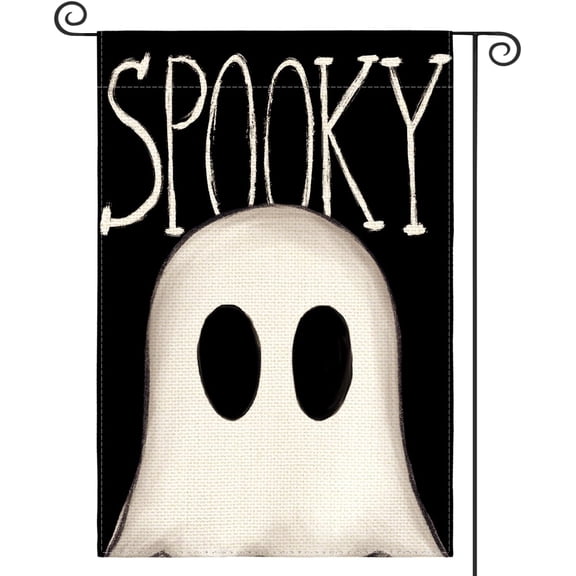 SM-XLHN Halloween Ghost House Flag 28x40 Inch Double Sided Outside, Spooky Yard Outdoor Decorative Flag