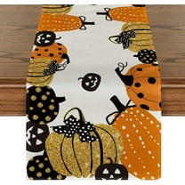 SM-XLHN Halloween Jack-O-Lantern Pumpkin Table Runner, Holiday Kitchen Dining Table Decoration for Indoor Outdoor Home Party Decor 13 x 72 Inch
