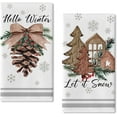 thumbnail image 1 of SM-XLHN Hello Winter Pine Cone Kitchen Dish Towels Set of 2, Let It Snow Christmas Tree Red Berry Bow Hand Towels Drying Baking Cooking Cloth, Snowflake Farmhouse Holiday Home Kitchen Decor 18x26 Inch, 1 of 6