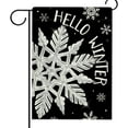 thumbnail image 1 of SM-XLHN Hello Winter Snowflakes Garden Flag Double Sided, Blue Snow Decorative Yard Outdoor Home Small Decor, Christmas Holiday Burlap Outside House Decoration 12 x 18, 1 of 6