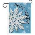 thumbnail image 1 of SM-XLHN Hello Winter Snowflakes Garden Flag Double Sided, Christmas Snow Black Decorative Yard Outdoor Home Small Decor, Seasonal Burlap Outside House Decoration 12 x 18, 1 of 6