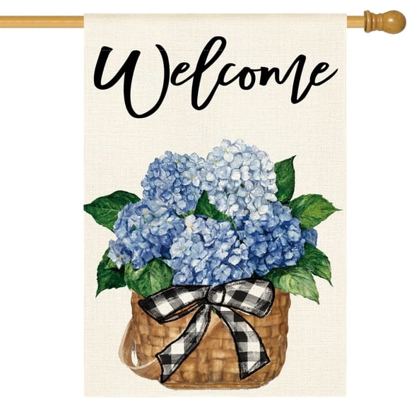 SM-XLHN Hydrangea Spring Summer House Flag 28x40 Inch Double Sided Outside, Floral Welcome Yard Outdoor Flag