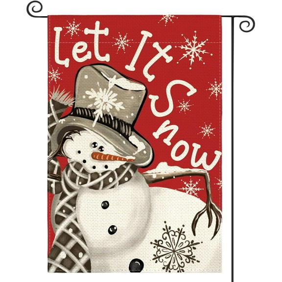 SM-XLHN Let It Snow Snowflake Snowman Christmas House Flag 28x40 Inch Double Sided, Black Winter Holiday Yard Outdoor Decorative Flag