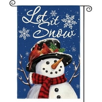 SM-XLHN Let It Snow Snowman Snowflake Christmas Garden Flag 12x18 Inch Double Sided, Blue Winter Farmhouse Yard Outdoor Decorative Flag