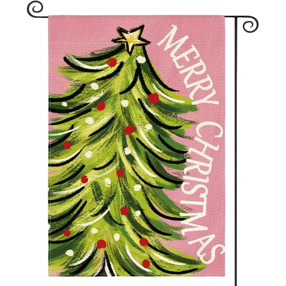 SM-XLHN Merry Christmas House Flag 28x40 Inch Double Sided, Christmas Tree Xmas Winter Holiday Yard Outdoor Decorative Flag