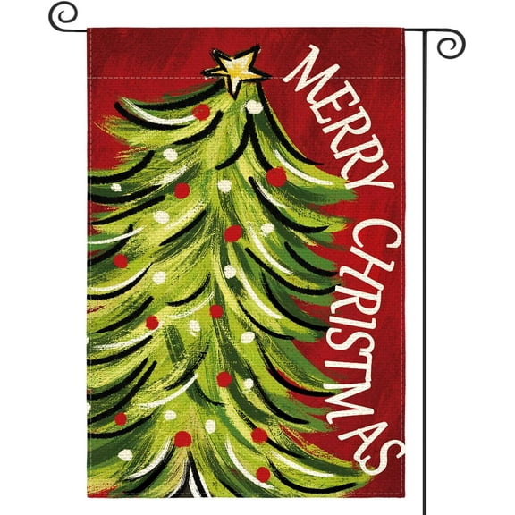 SM-XLHN Merry Christmas House Flag 28x40 Inch Double Sided, Christmas Tree Xmas Winter Holiday Yard Outdoor Decorative Flag