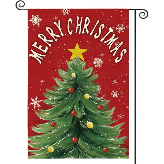 SM-XLHN Merry Christmas House Flag 28x40 Inch Double Sided Outside, Christmas Tree Star Winter Holiday Yard Outdoor Decorative Flag
