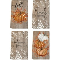 SM-XLHN Orange Buffalo Plaid Polka Dot Pumpkin Fall Kitchen Towels Dish Towels, 18x26 Inch Farmhouse Eucalyptus Leaves Decoration Hand Towels Set of 4