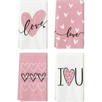 SM-XLHN Pink Hearts Love You Valentine''s Kitchen Towels Dish Towels, 18x26 Inch Anniversary Wedding Decoration Hand Towels Set of 4